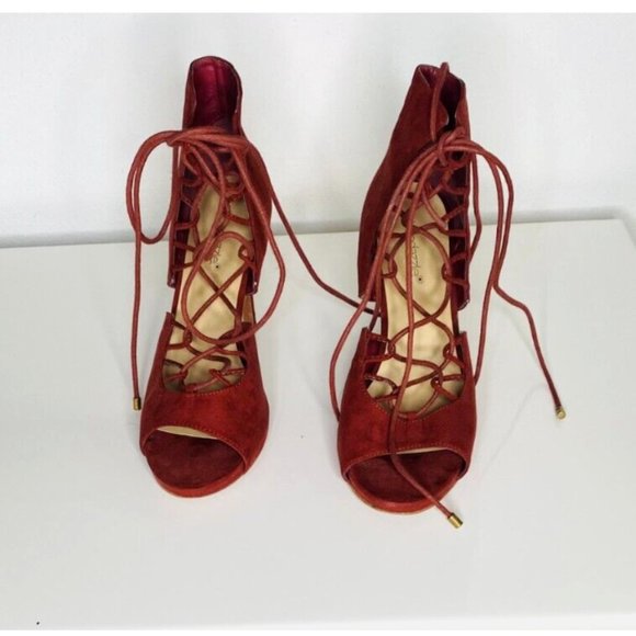 Shoedazzle Mayelin Lace-Up Open toe Ankle Bootie Size 8 - Picture 2 of 5